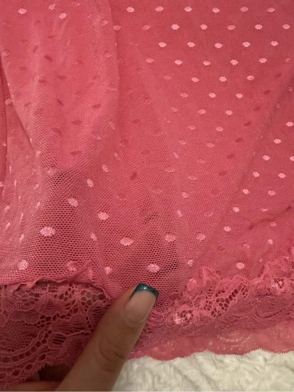 Cinema Etoile Pink Mesh Negligee Nightgown w Matching Panties L Nylon Lace Trim - Picture 3 of 9